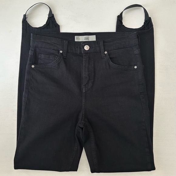 Topshop Black Jamie Stirrup Denim Leggings High Rise Stretchy Jeans Size 26 - Picture 14 of 14